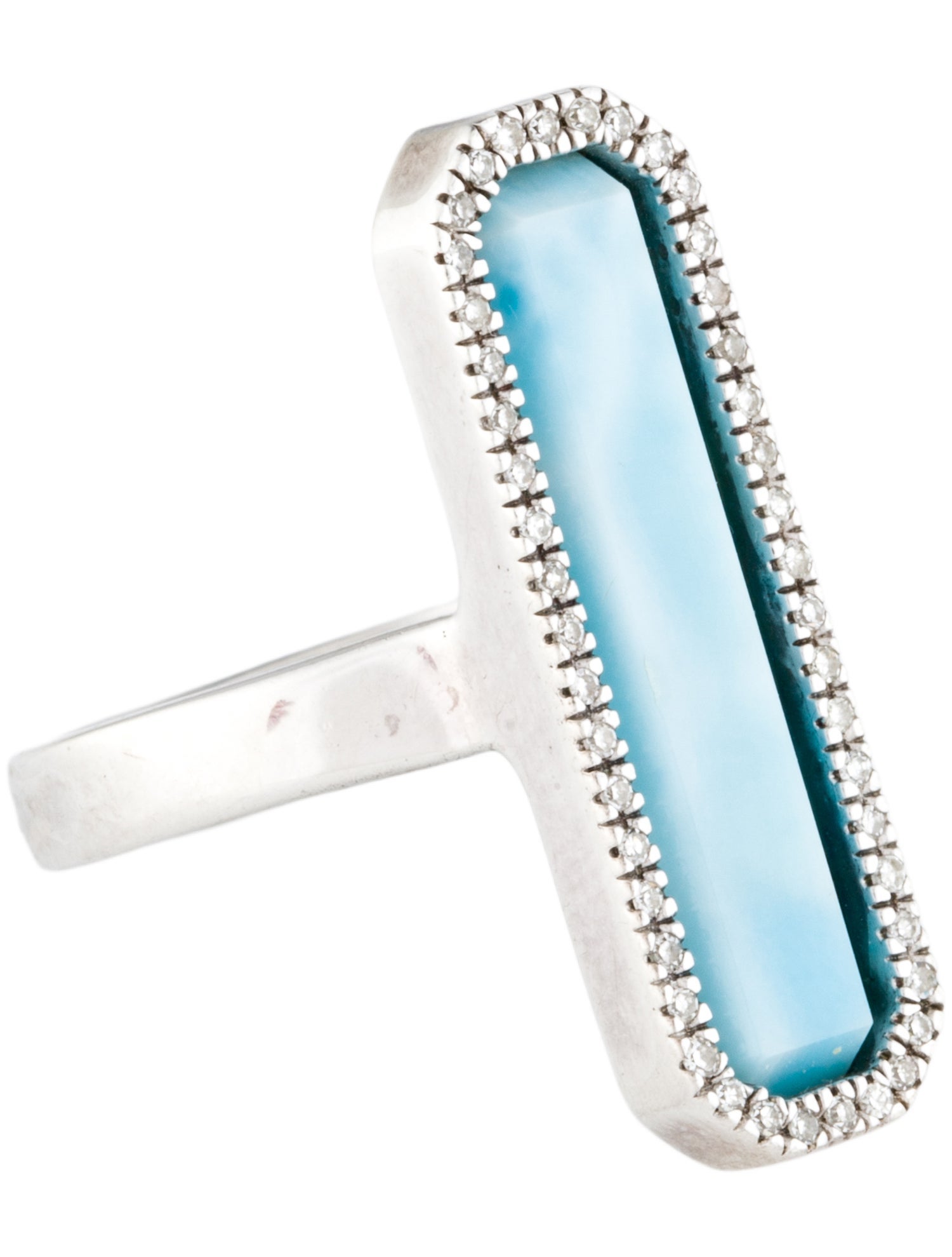 Monica Vinader Pectolite & Diamond Naida Rectangle Ring