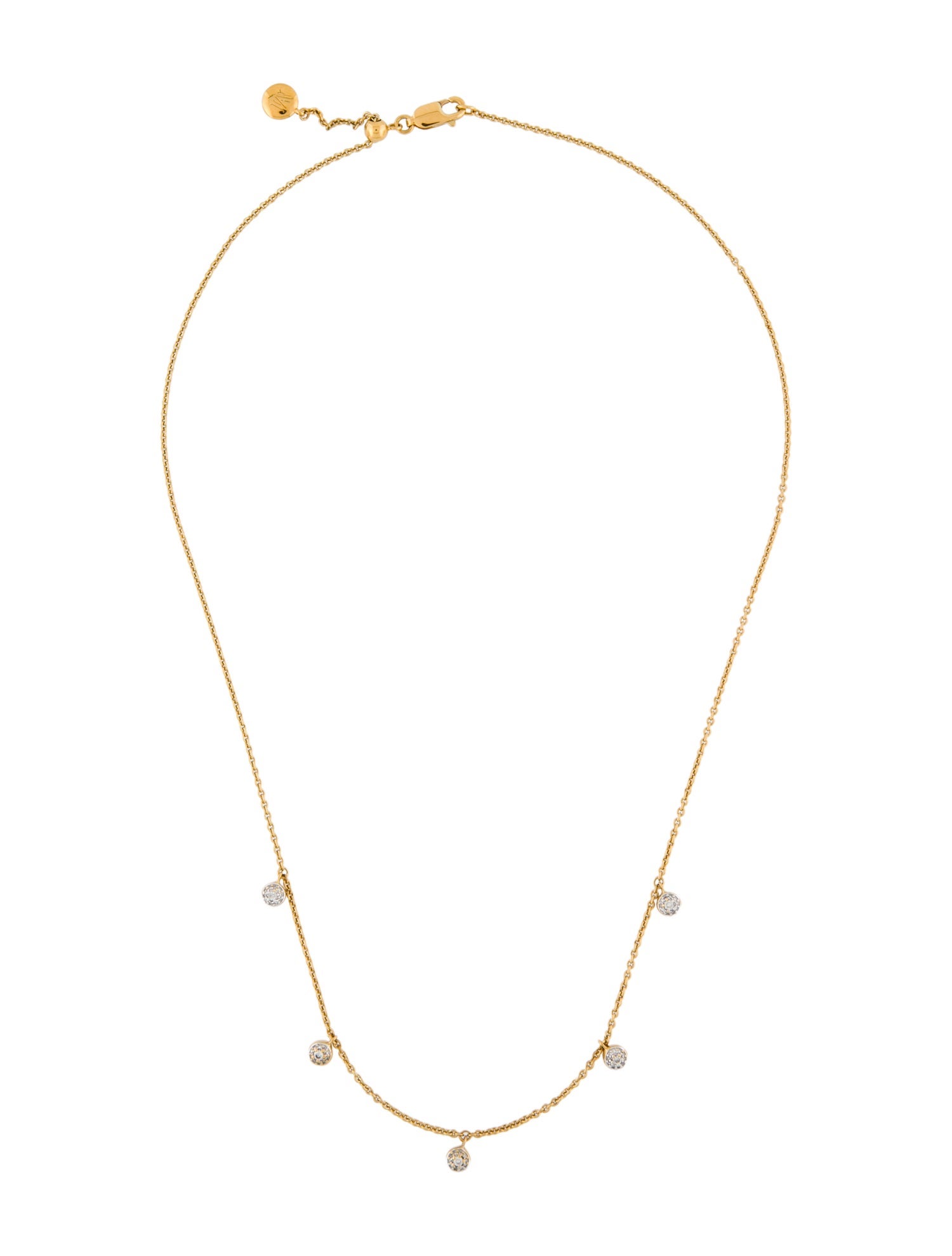 Monica Vinader Diamond Fiji Tiny Button Necklace