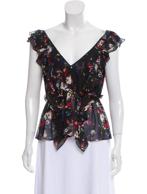 Marissa Webb Silk Ruffle Cami Top Black
