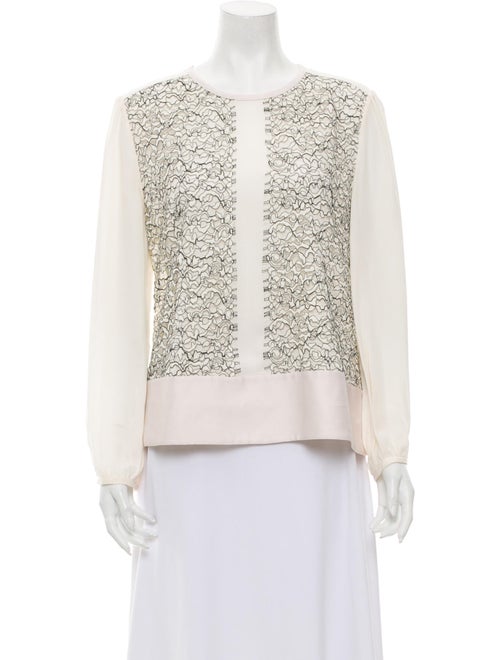 Marissa Webb Silk Lace Pattern Top White