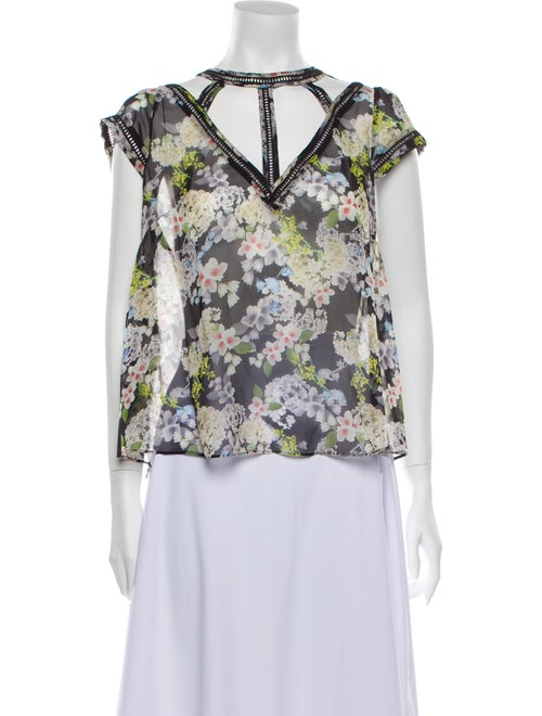 Marissa Webb Silk Floral Print Blouse Black