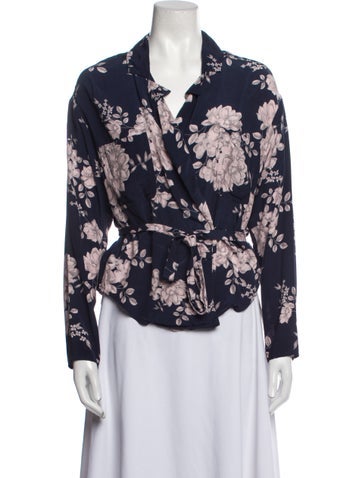 Marissa Webb Tops Floral Print V-Neck Blouse US 2 | XS