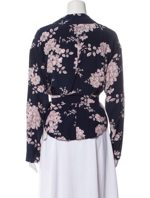 Marissa Webb Floral Print Plunge Neckline Blouse