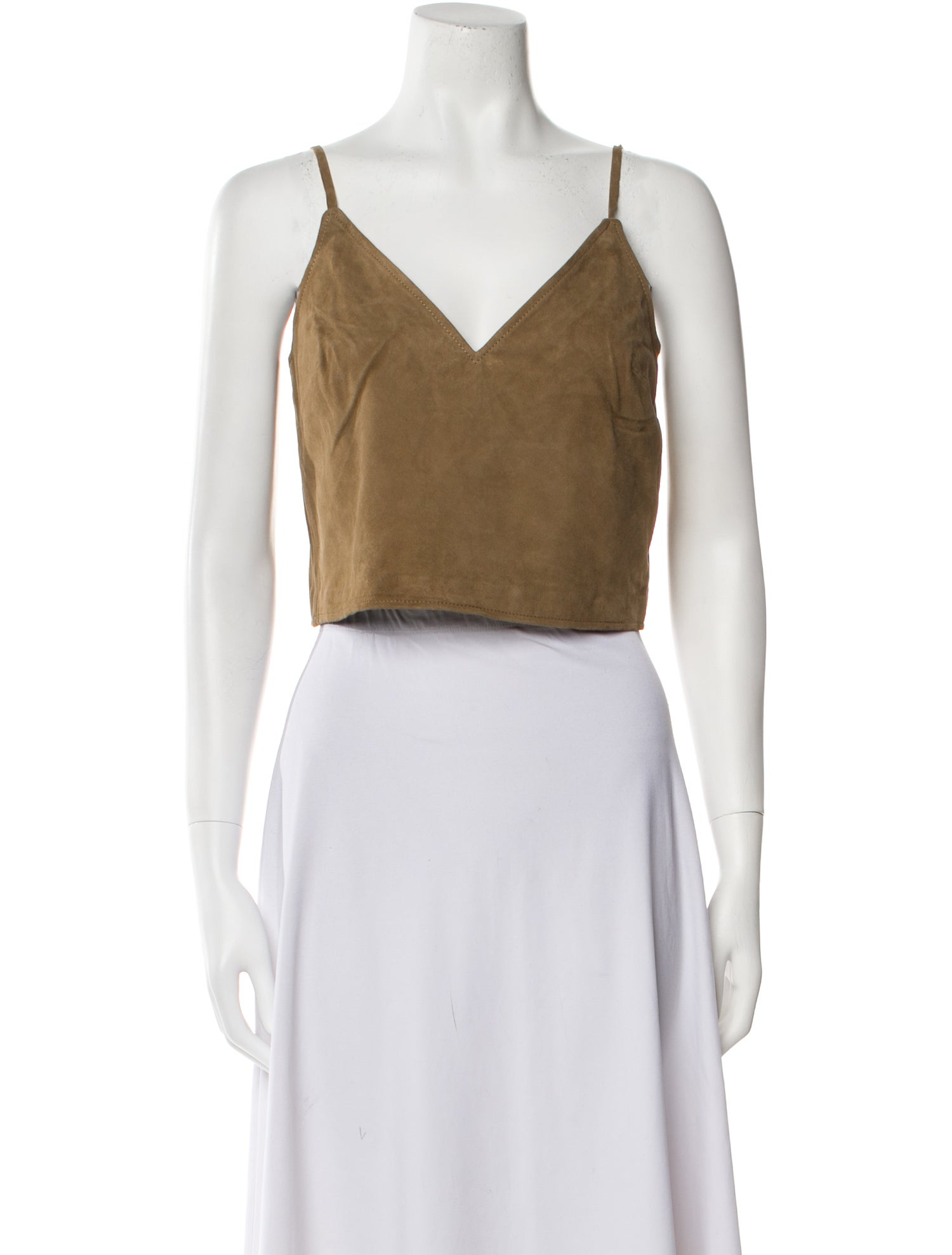 Marissa Webb Goat Leather V-Neck Crop Top