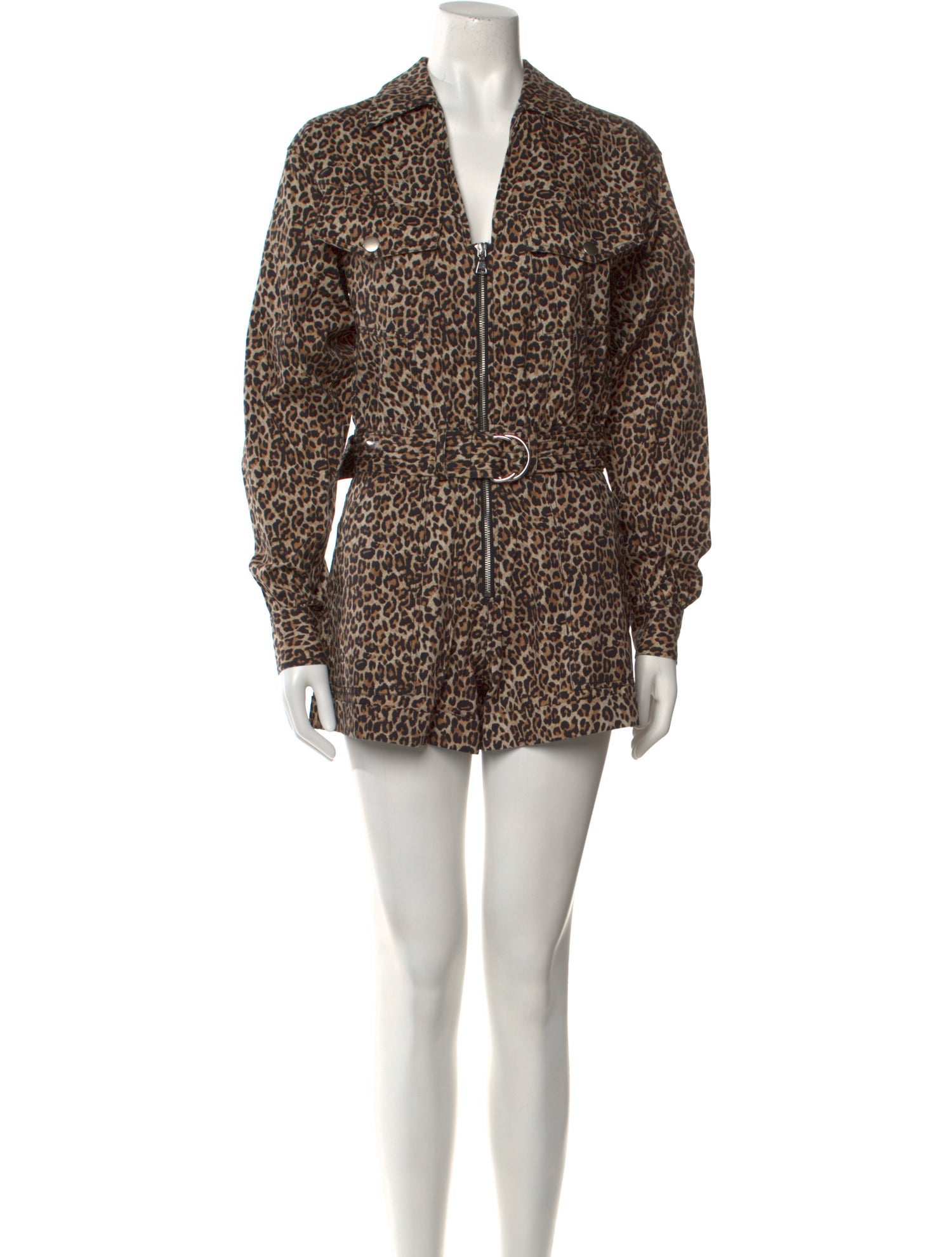 Marissa Webb Animal Print Plunge Neckline Romper