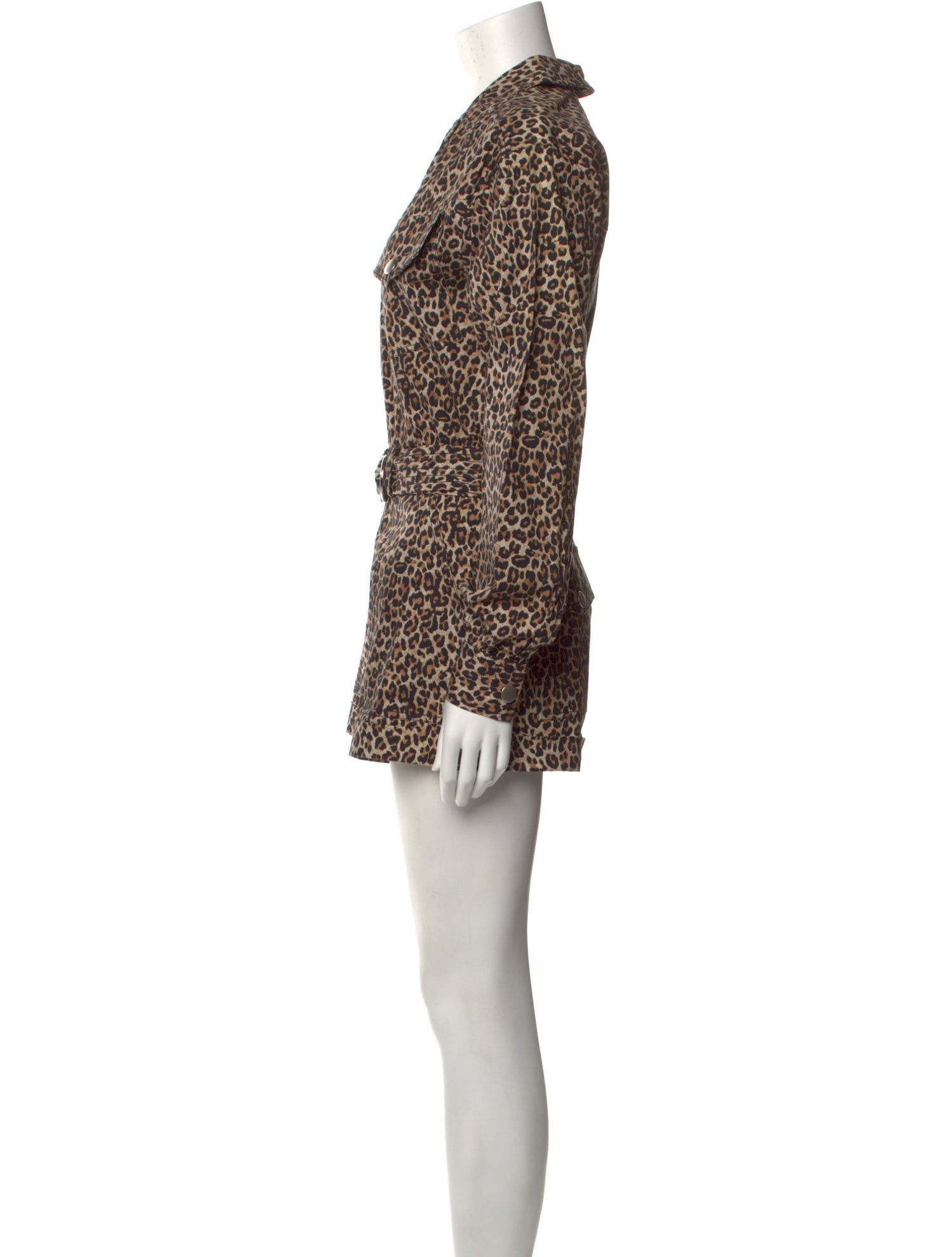 Marissa Webb Animal Print Plunge Neckline Romper