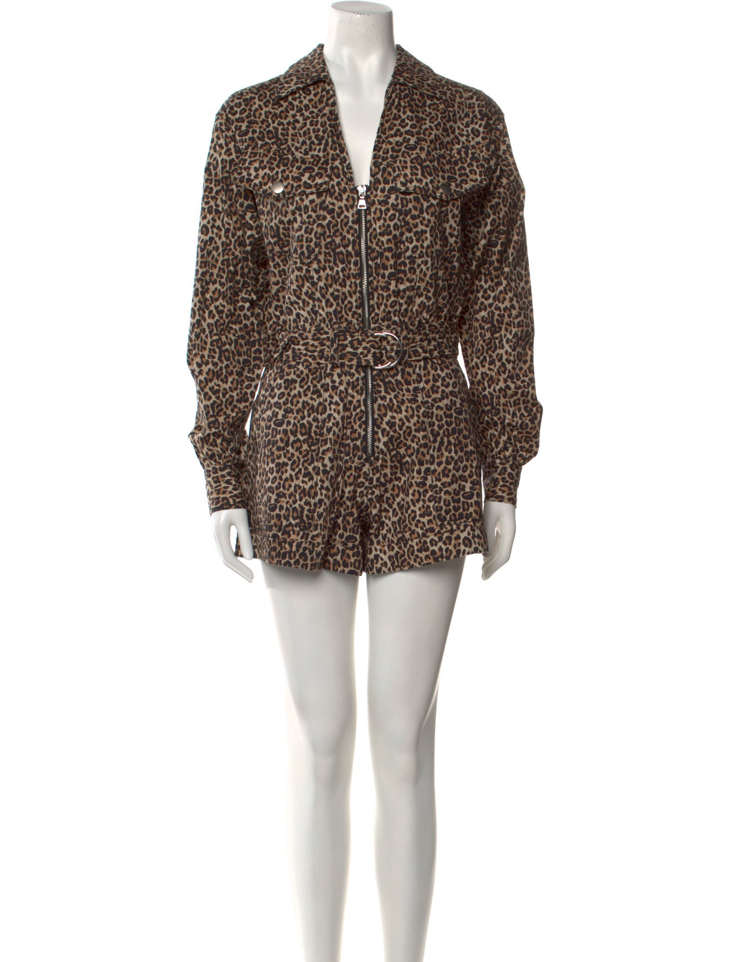 Marissa Webb Animal Print Plunge Neckline Romper