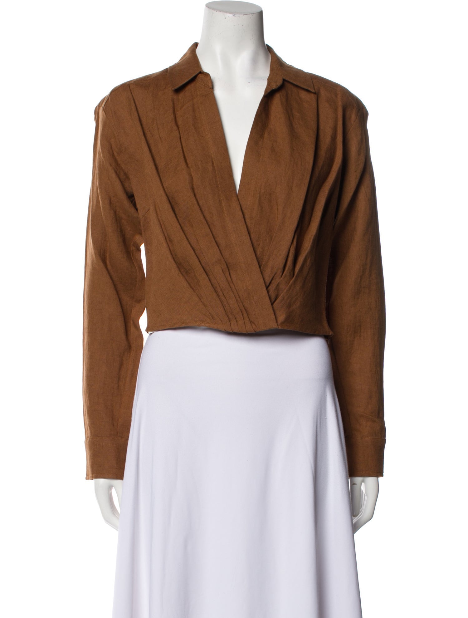 Marissa Webb Plunge Neckline Long Sleeve Crop Top w/ Tags