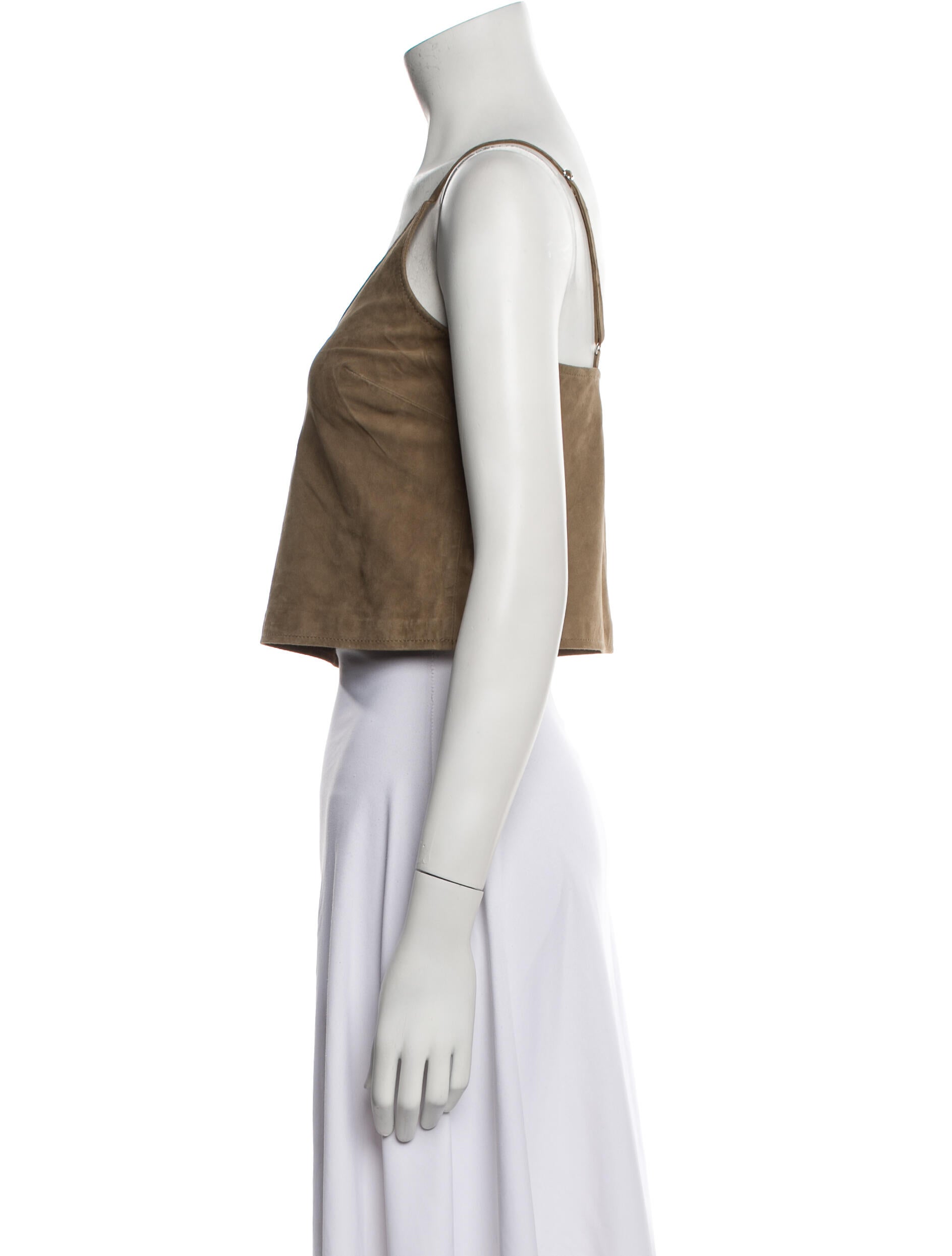 Marissa Webb Goat Leather V-Neck Crop Top w/ Tags