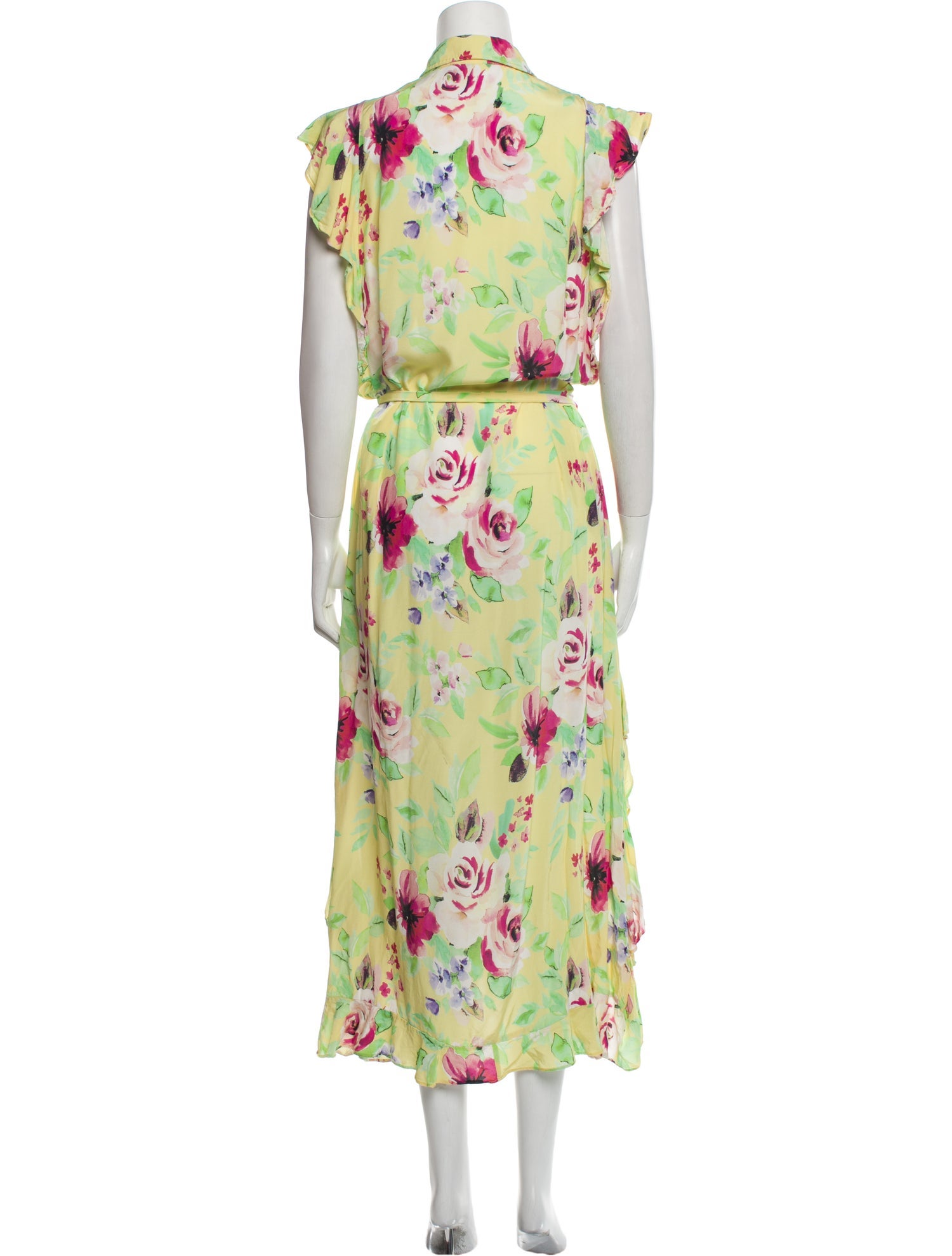 Marissa Webb Floral Print Long Dress Yellow Dresses, Clothing