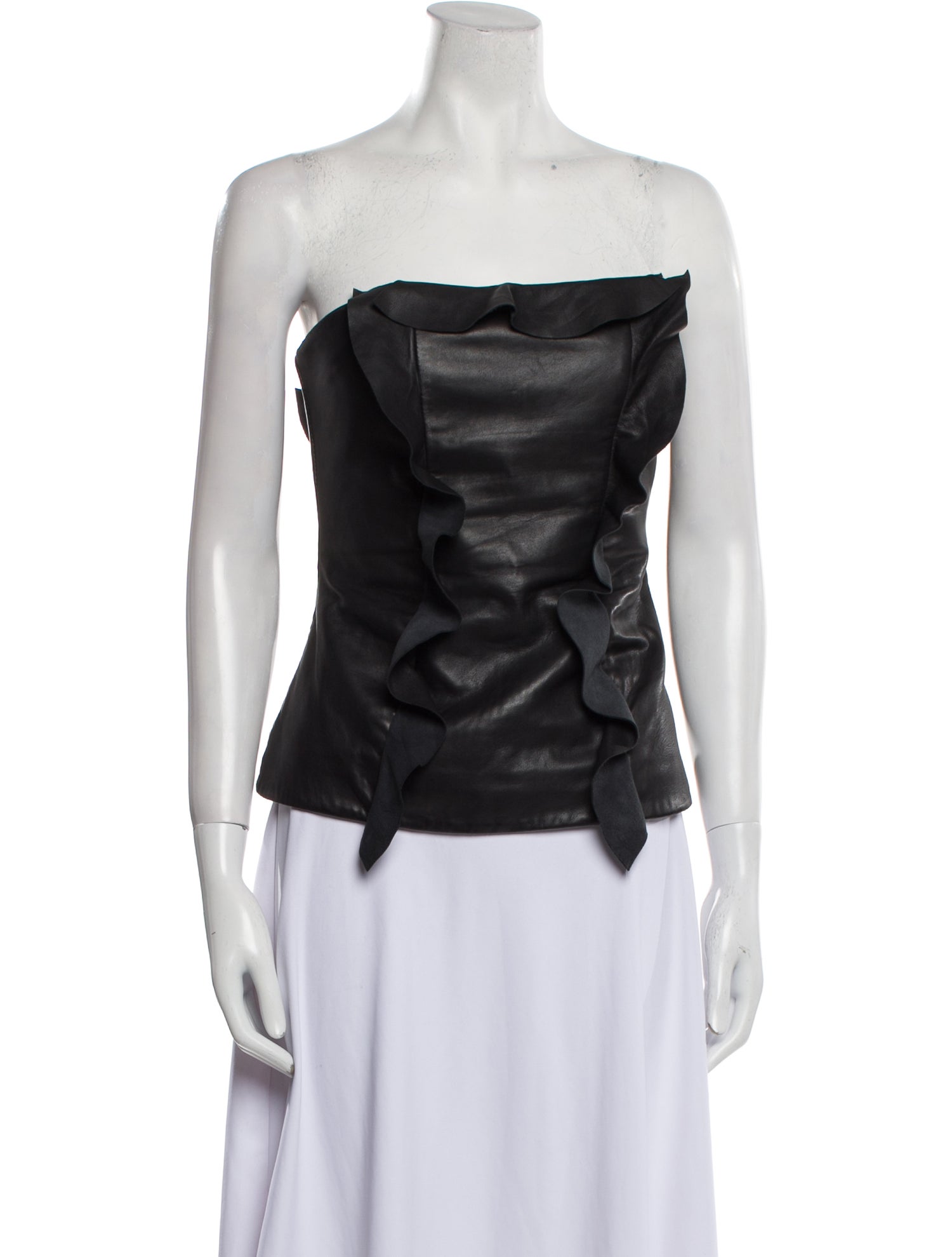 Marissa Webb Lamb Leather Strapless Top
