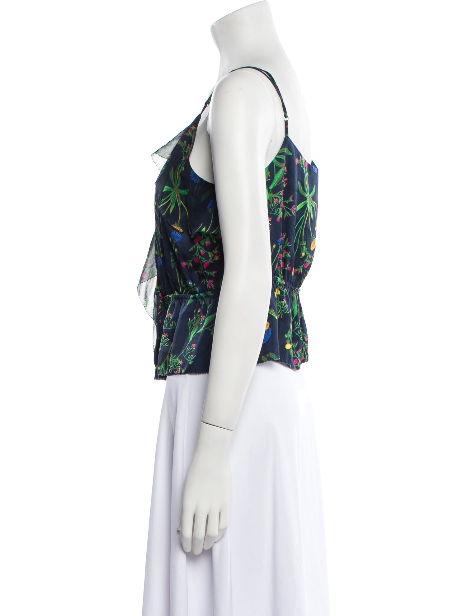 Marissa Webb Leather Floral Print Crop Top