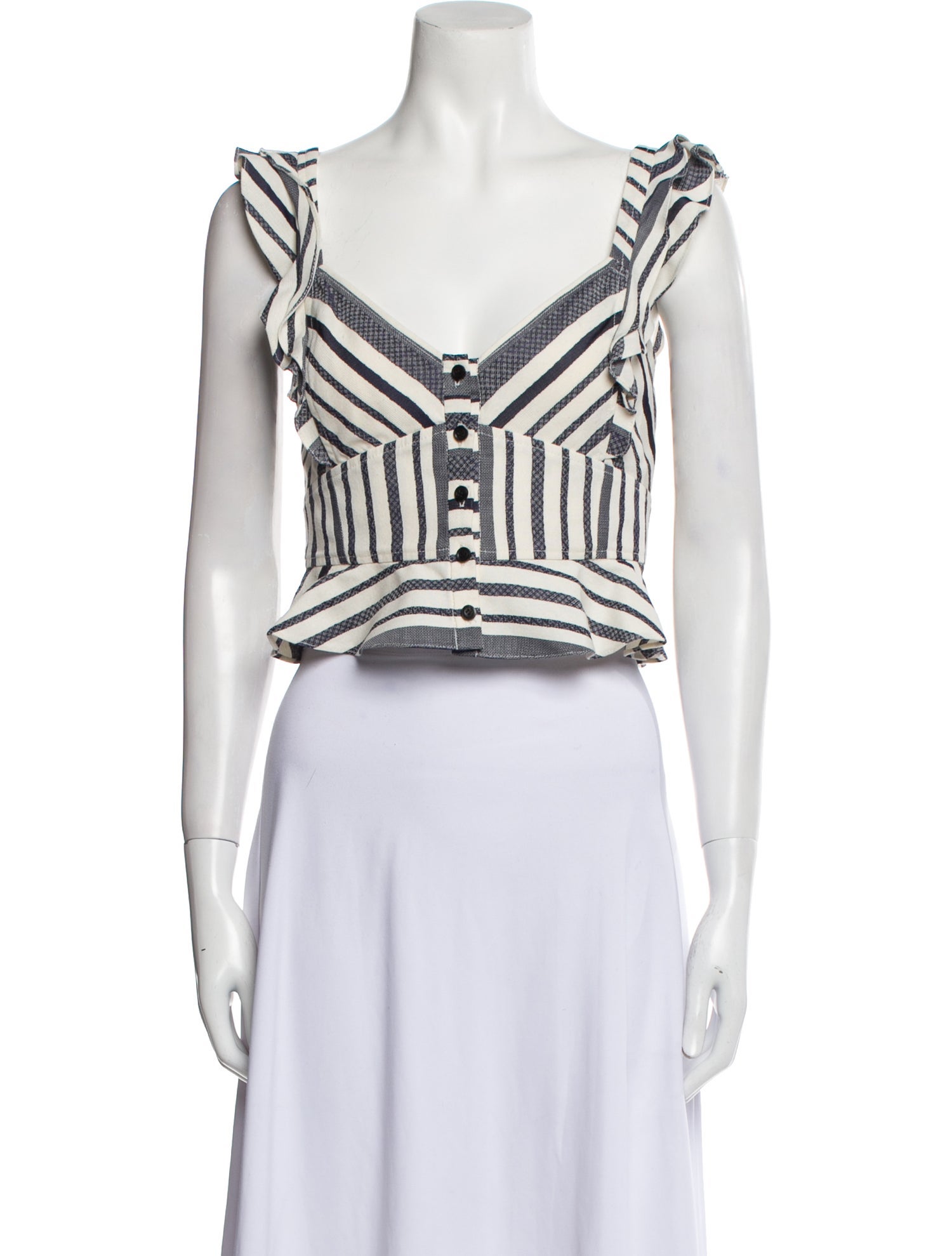 Marissa Webb Striped V-Neck Crop Top