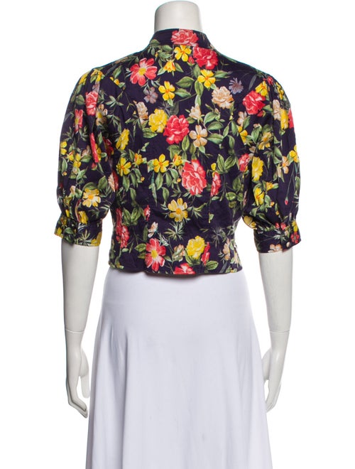 Marissa Webb Floral Print Mock Neck Crop Top
