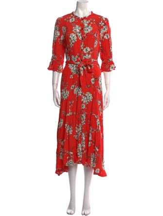 Marissa Webb Floral Print Midi Length Dress