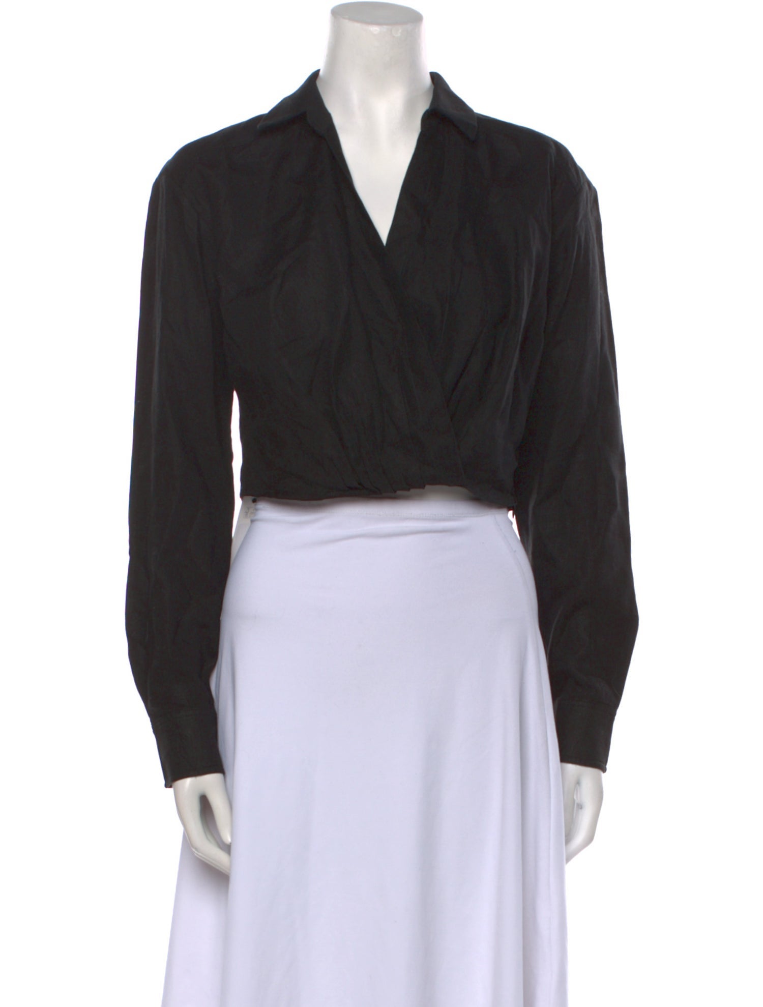 Marissa Webb Linen Long Sleeve Crop Top