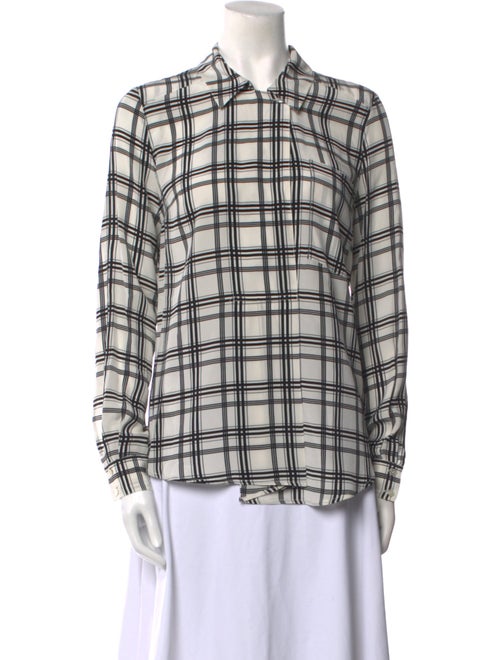 Marissa Webb Silk Plaid Print Button-Up Top