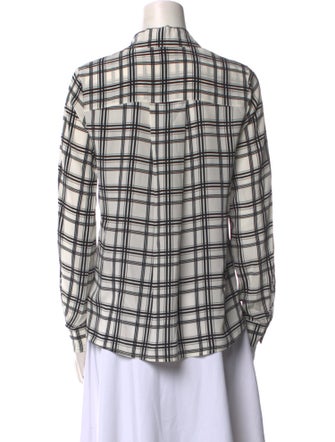 Marissa Webb Silk Plaid Print Button-Up Top