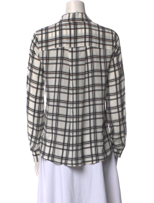 Marissa Webb Silk Plaid Print Button-Up Top