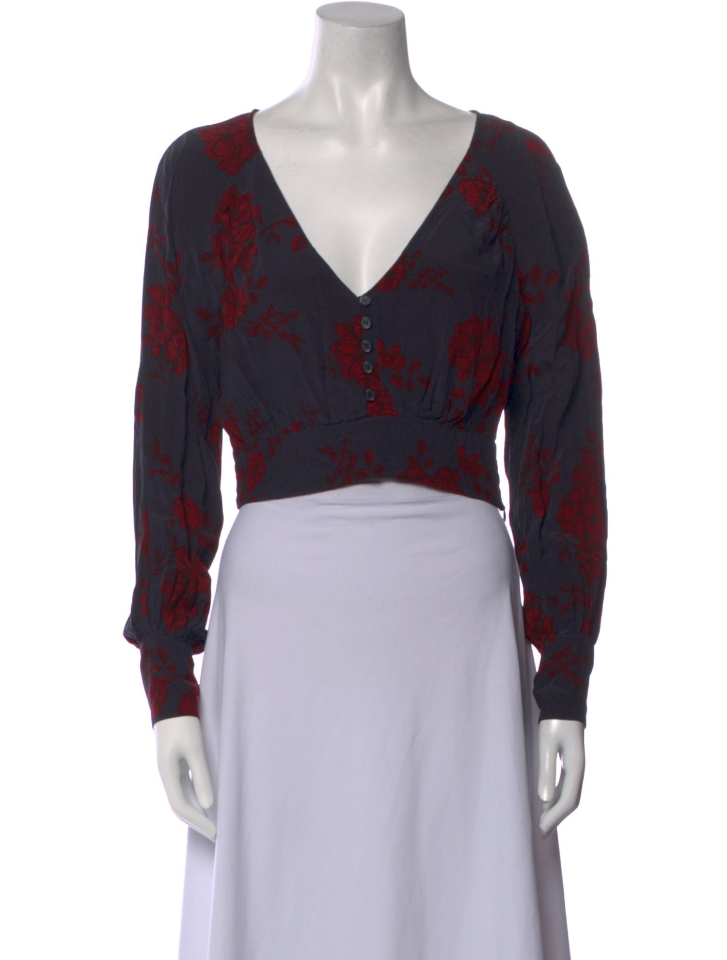 Marissa Webb Floral Print V-Neck Crop Top