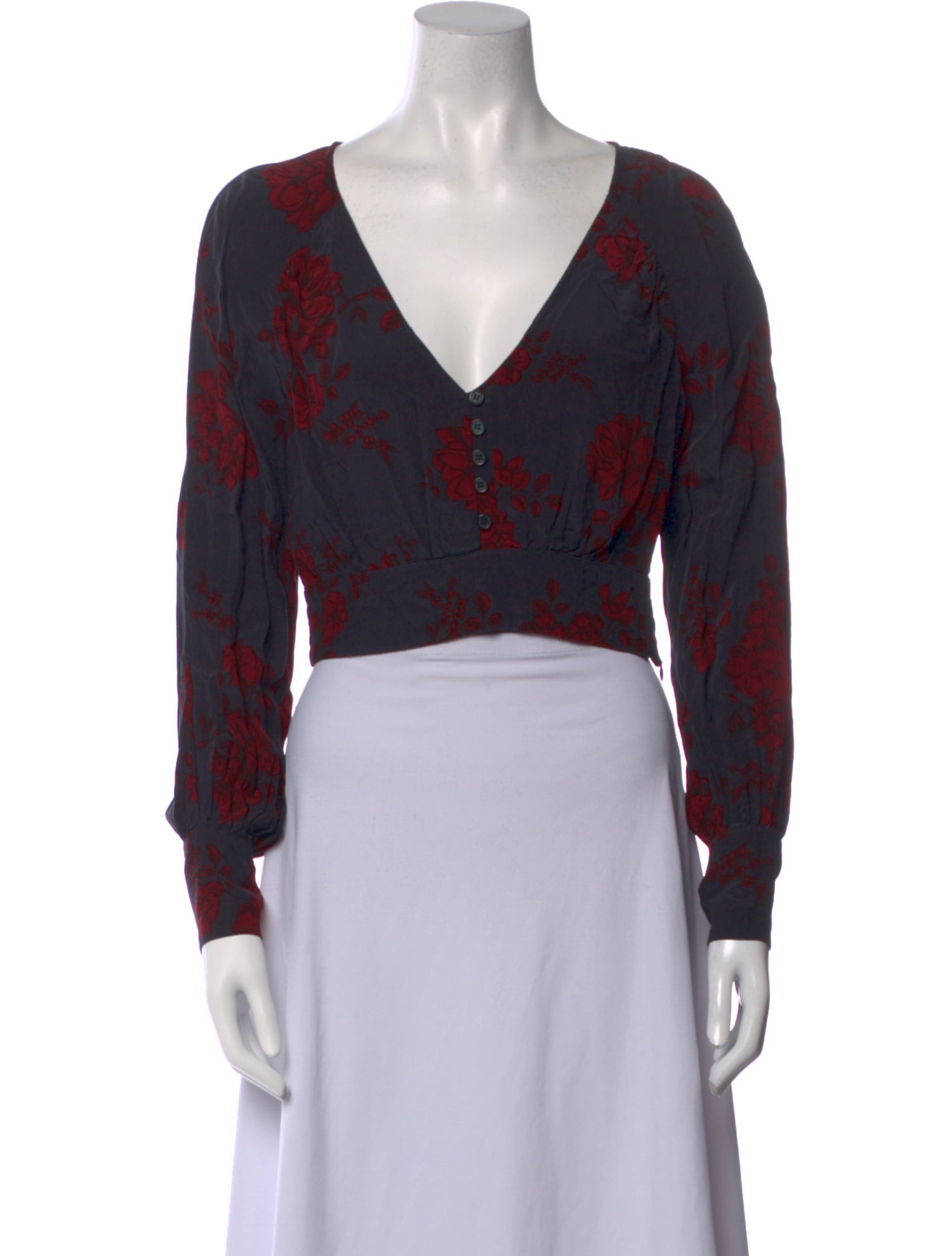 Marissa Webb Floral Print V-Neck Crop Top