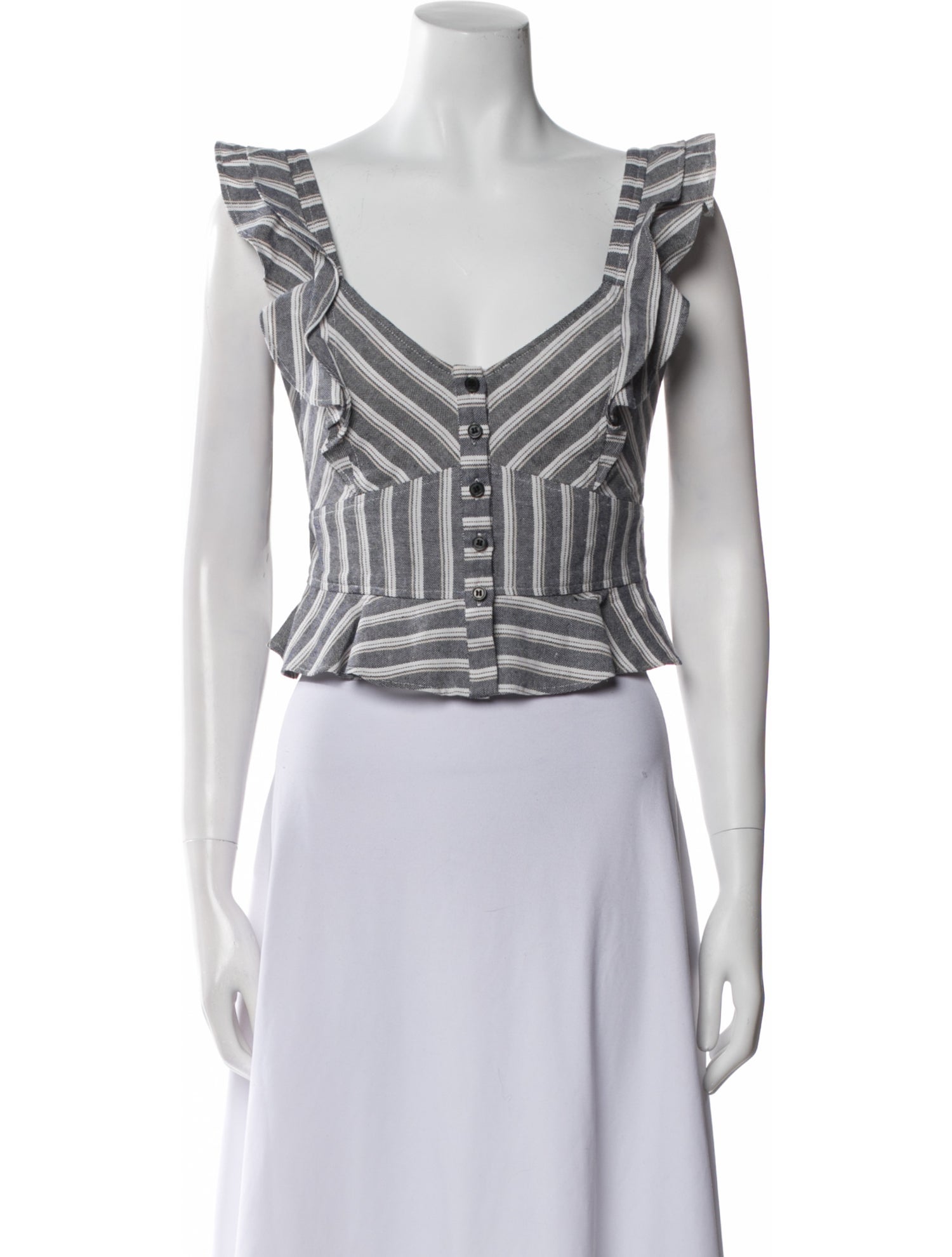 Marissa Webb Striped V-Neck Crop Top