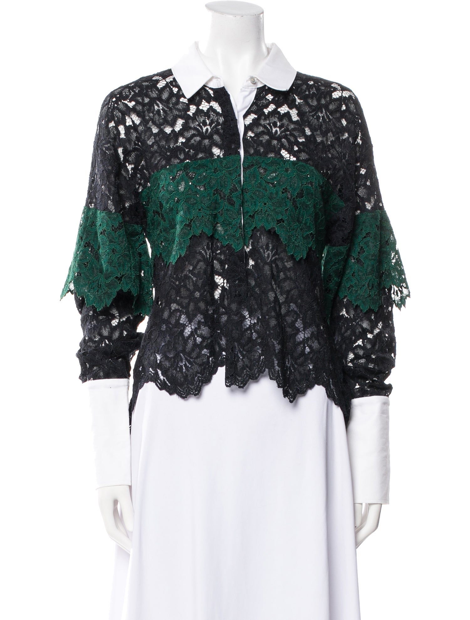 Marissa Webb Lace Pattern Three-Quarter Sleeve Blouse
