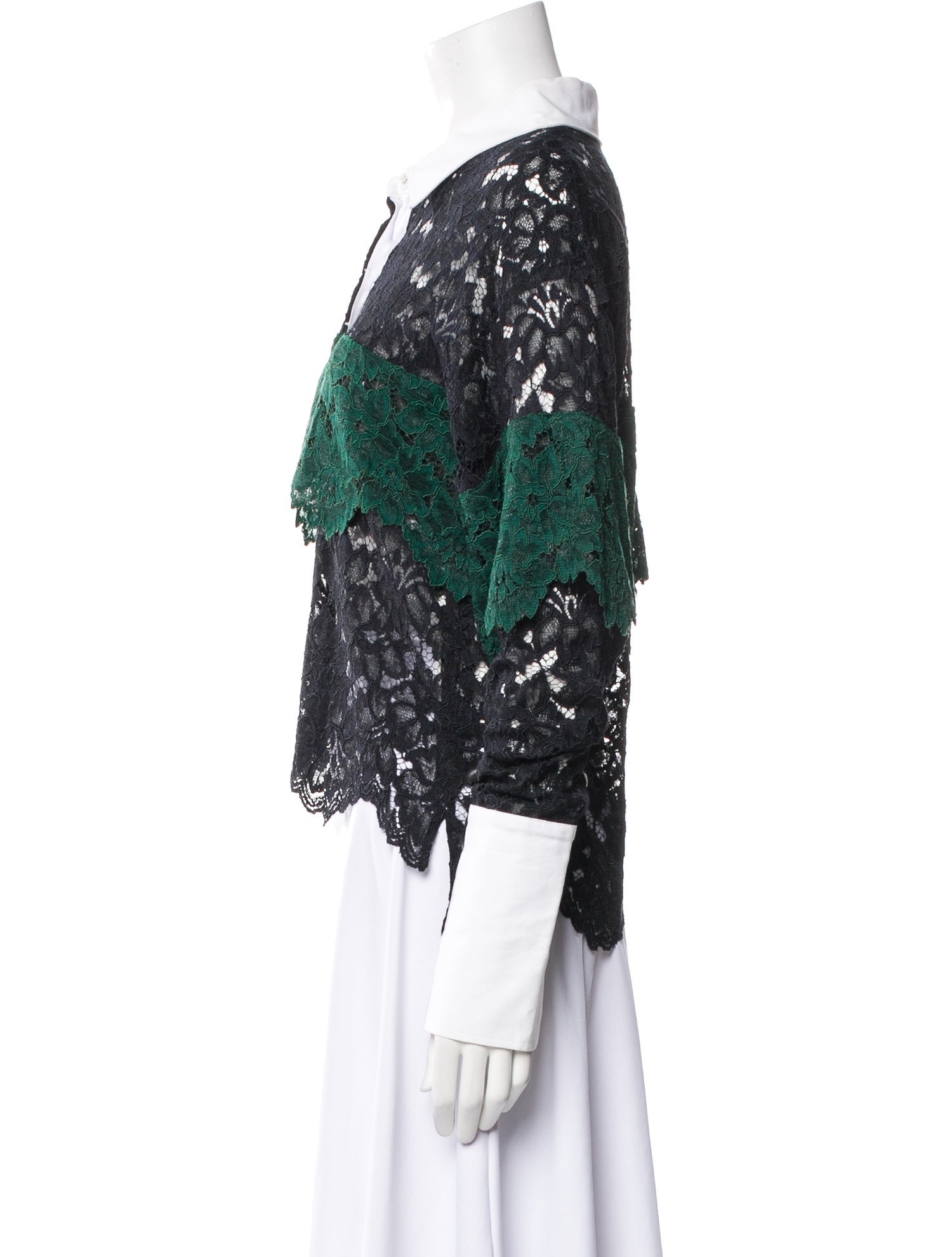 Marissa Webb Lace Pattern Three-Quarter Sleeve Blouse