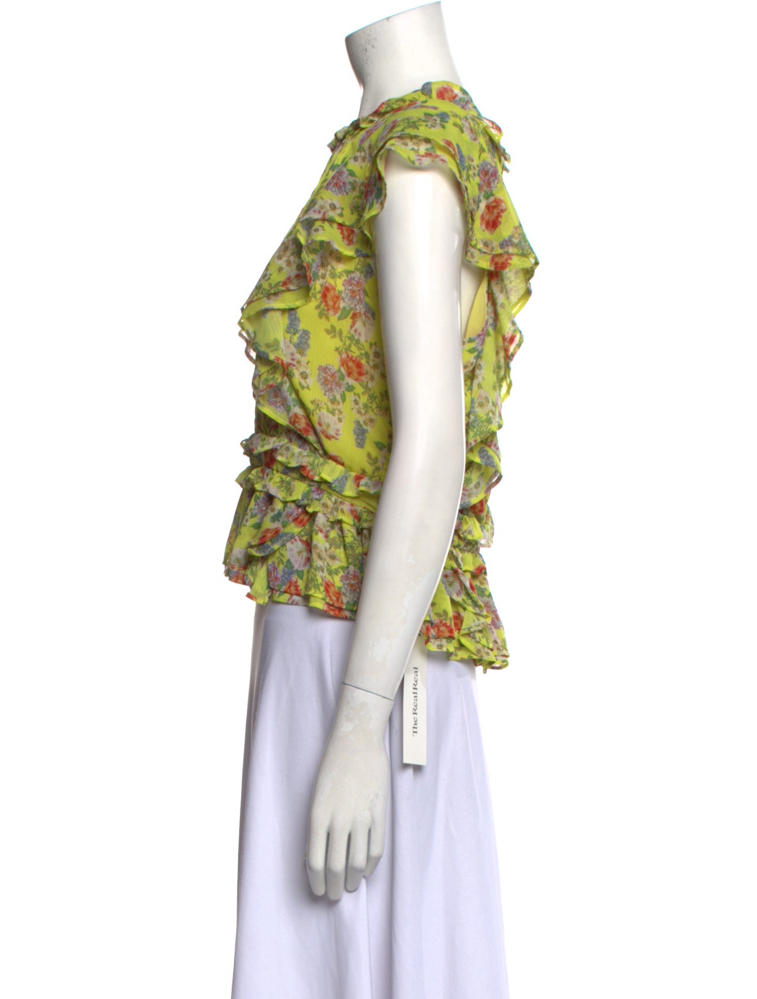Marissa Webb Floral Print Crew Neck Crop Top