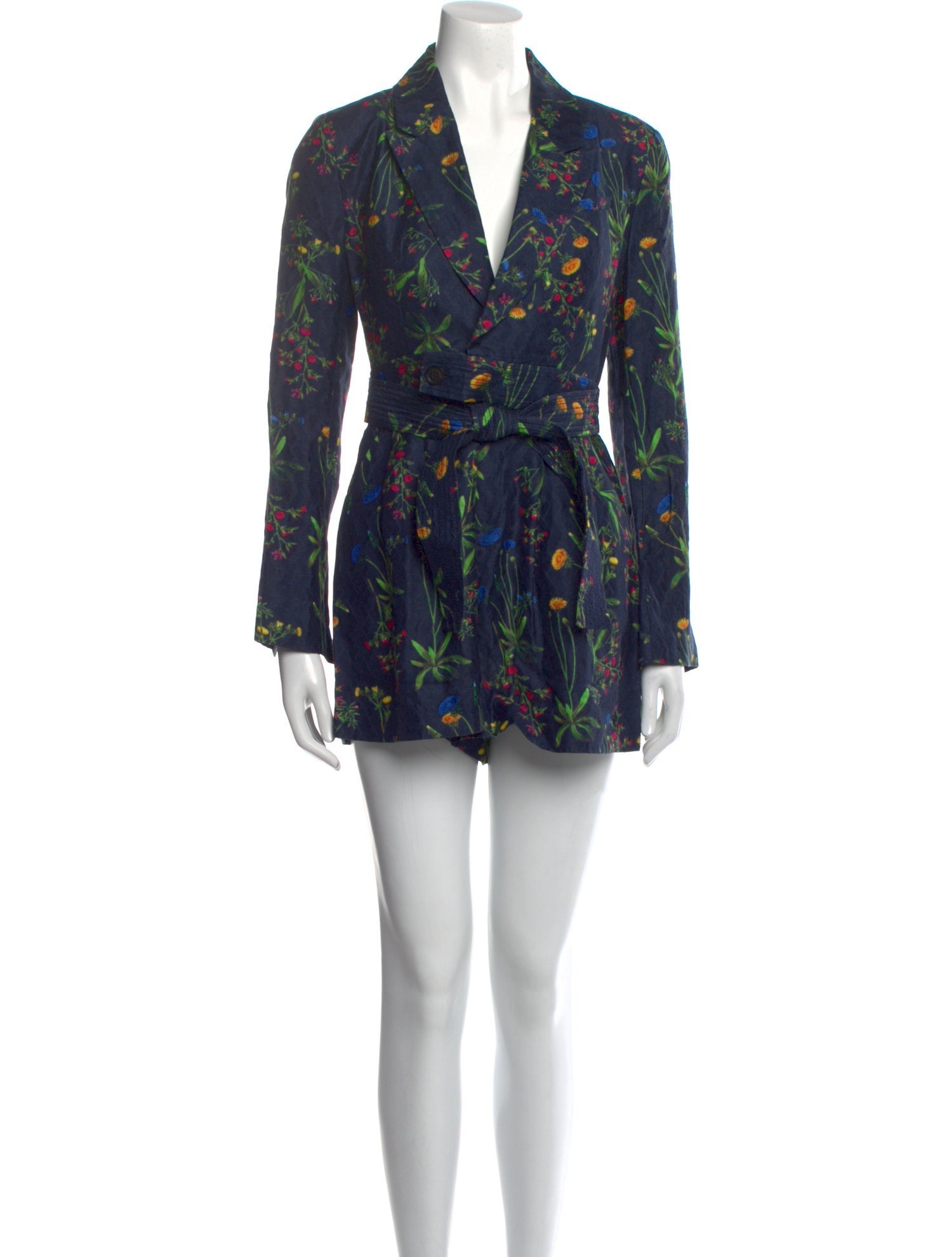 Marissa Webb Floral Print Plunge Neckline Romper