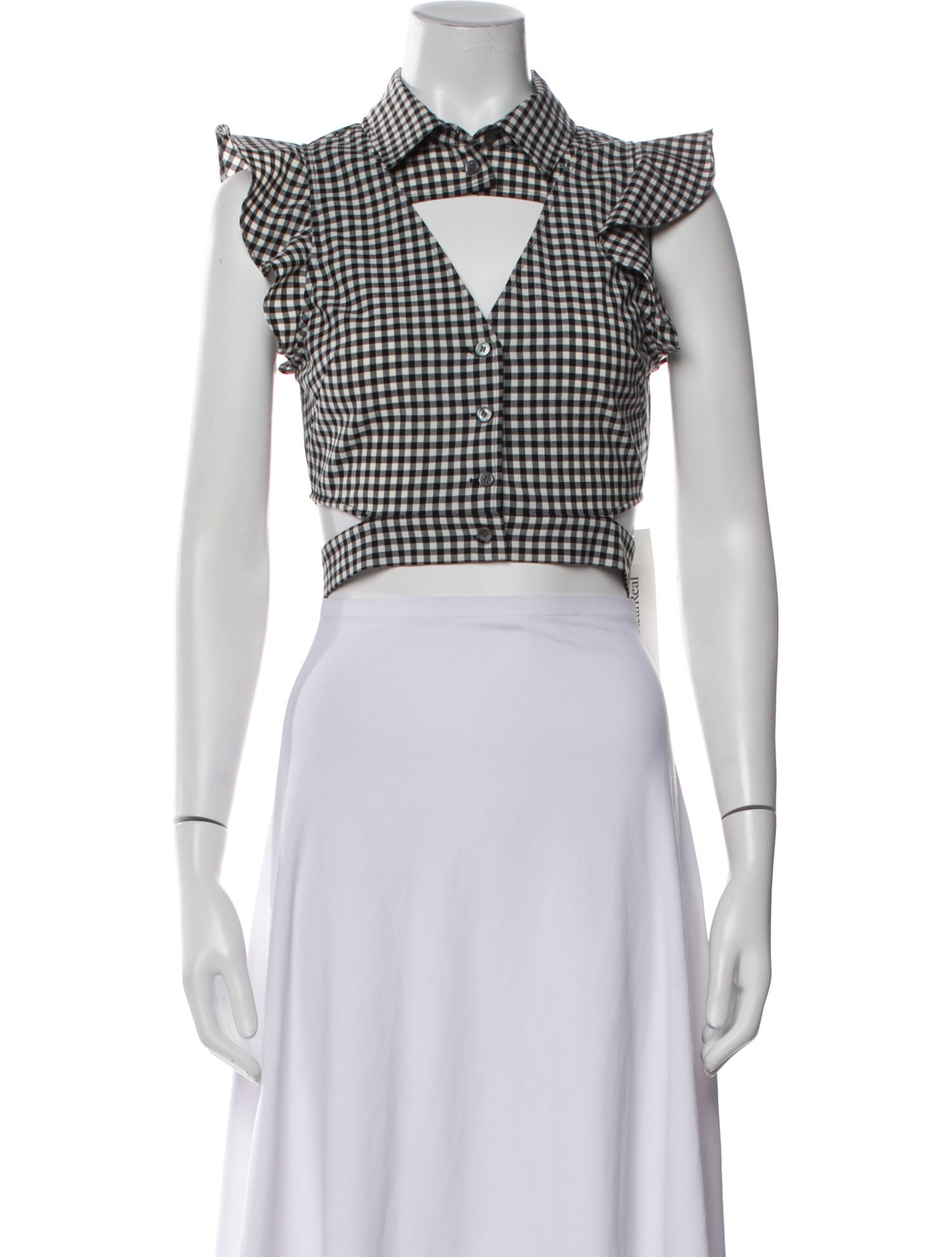 Marissa Webb Plaid Print Short Sleeve Crop Top