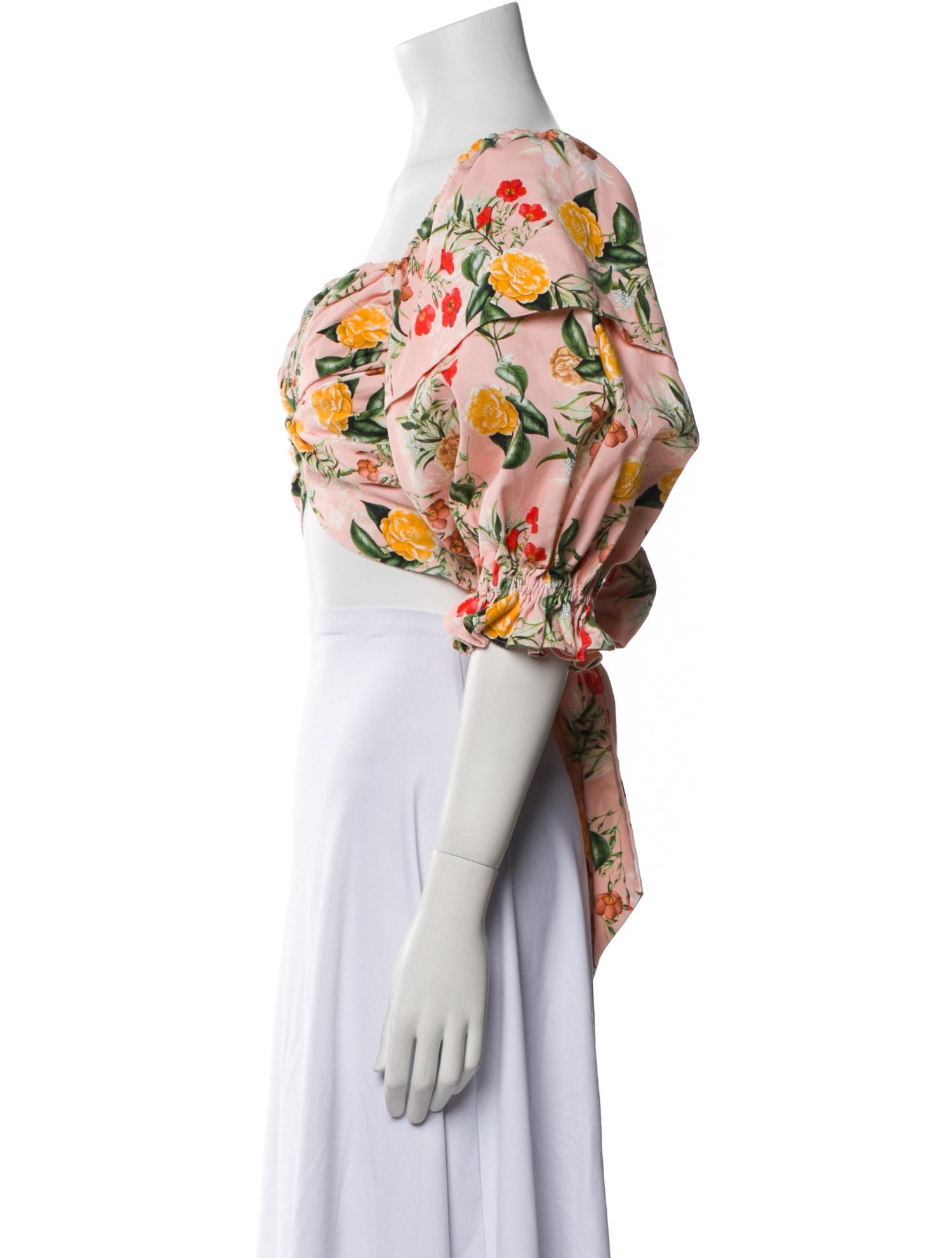 Marissa Webb Floral Print Square Neckline Crop Top