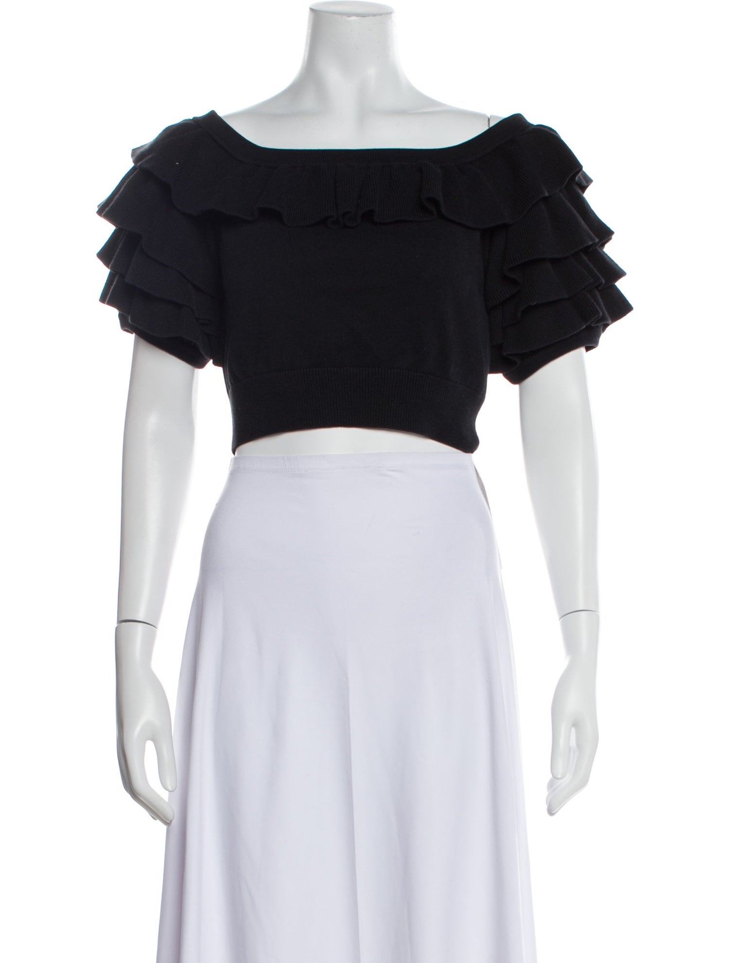 Marissa Webb Off-The-Shoulder Short Sleeve Crop Top