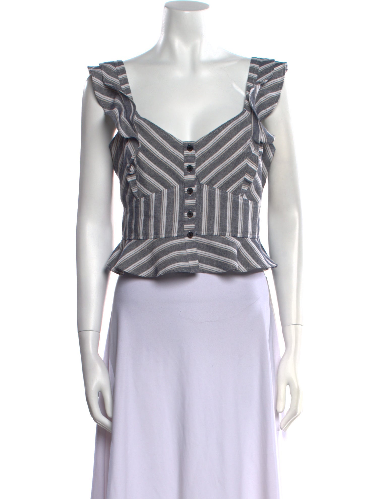 Marissa Webb Striped V-Neck Crop Top