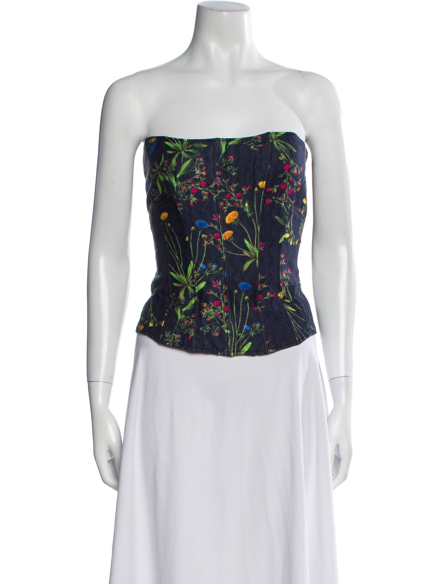 Marissa Webb Floral Print Strapless Crop Top