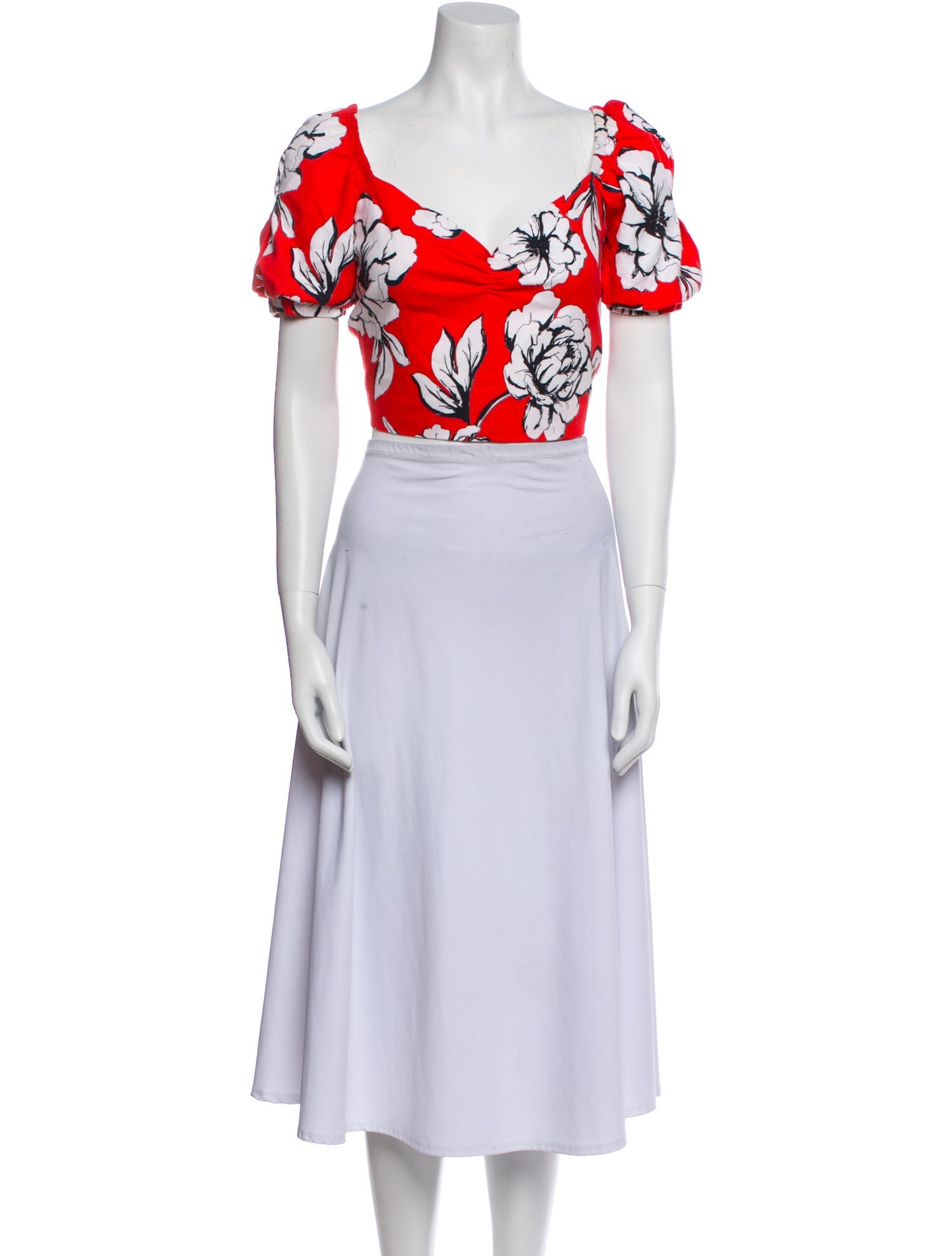 Marissa Webb Floral Print Square Neckline Crop Top