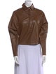 Marissa Webb Lamb Leather Long Sleeve Button-Up Top