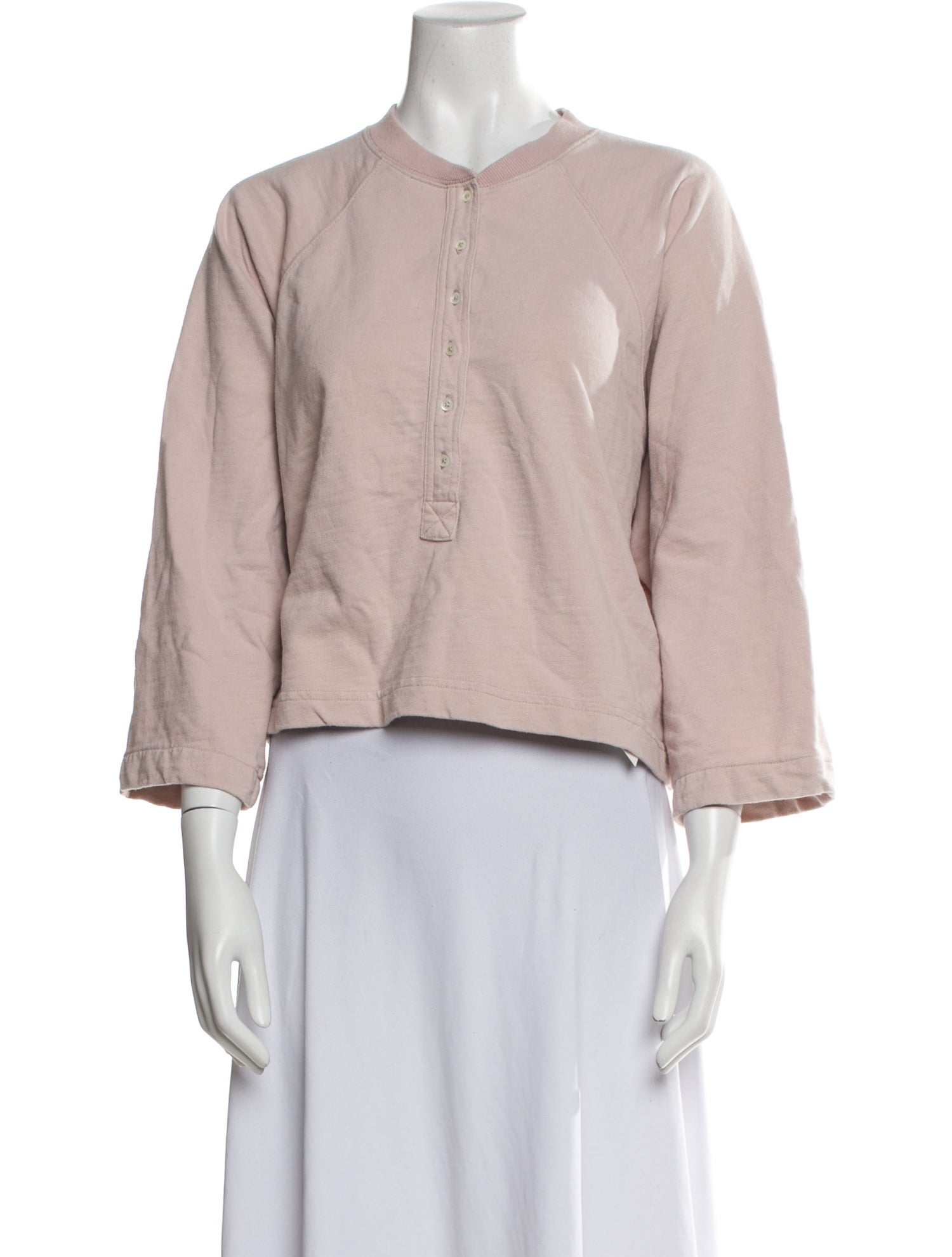 Marissa Webb Mock Neck Three-Quarter Sleeve Crop Top