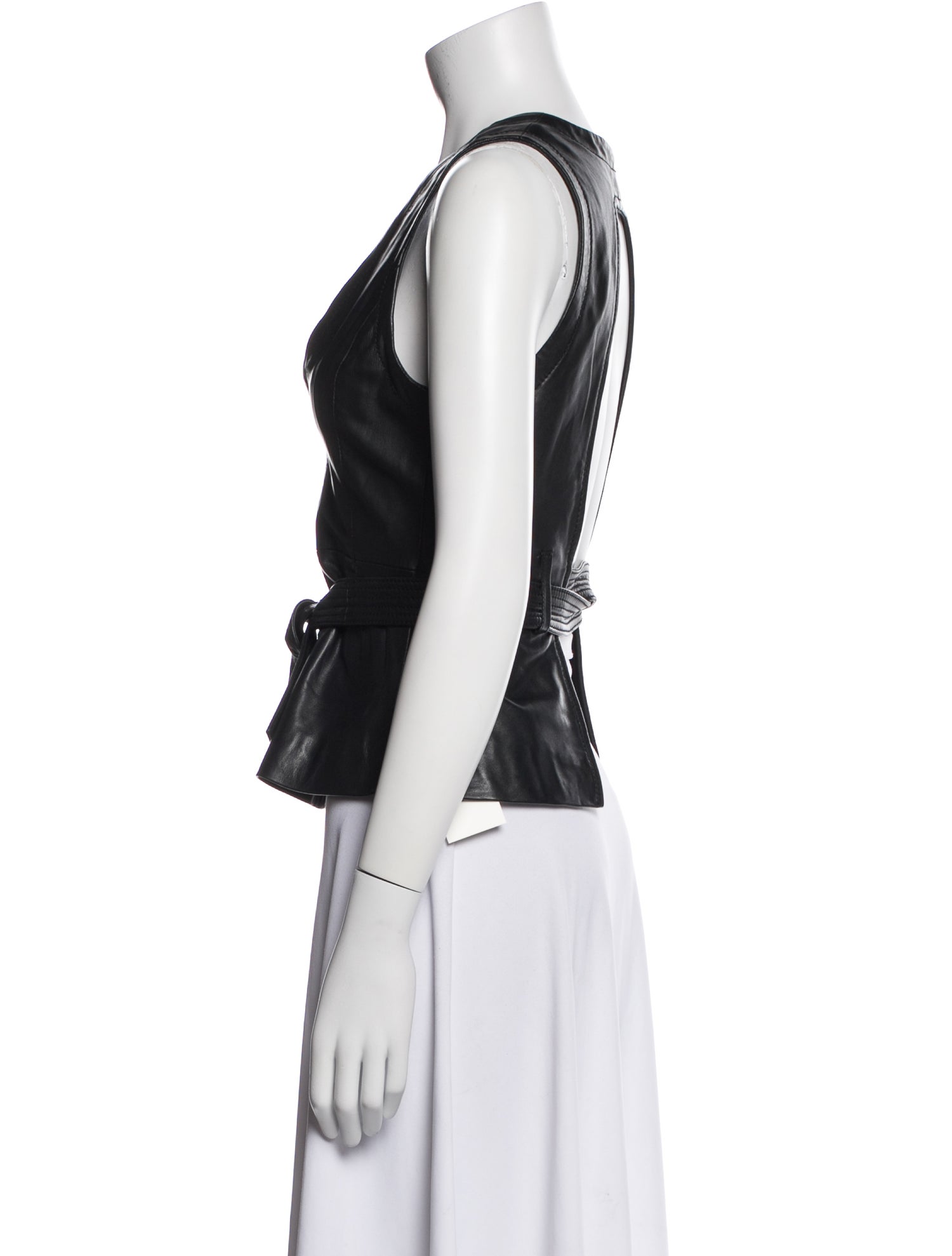 Marissa Webb Lamb Leather V-Neck Crop Top