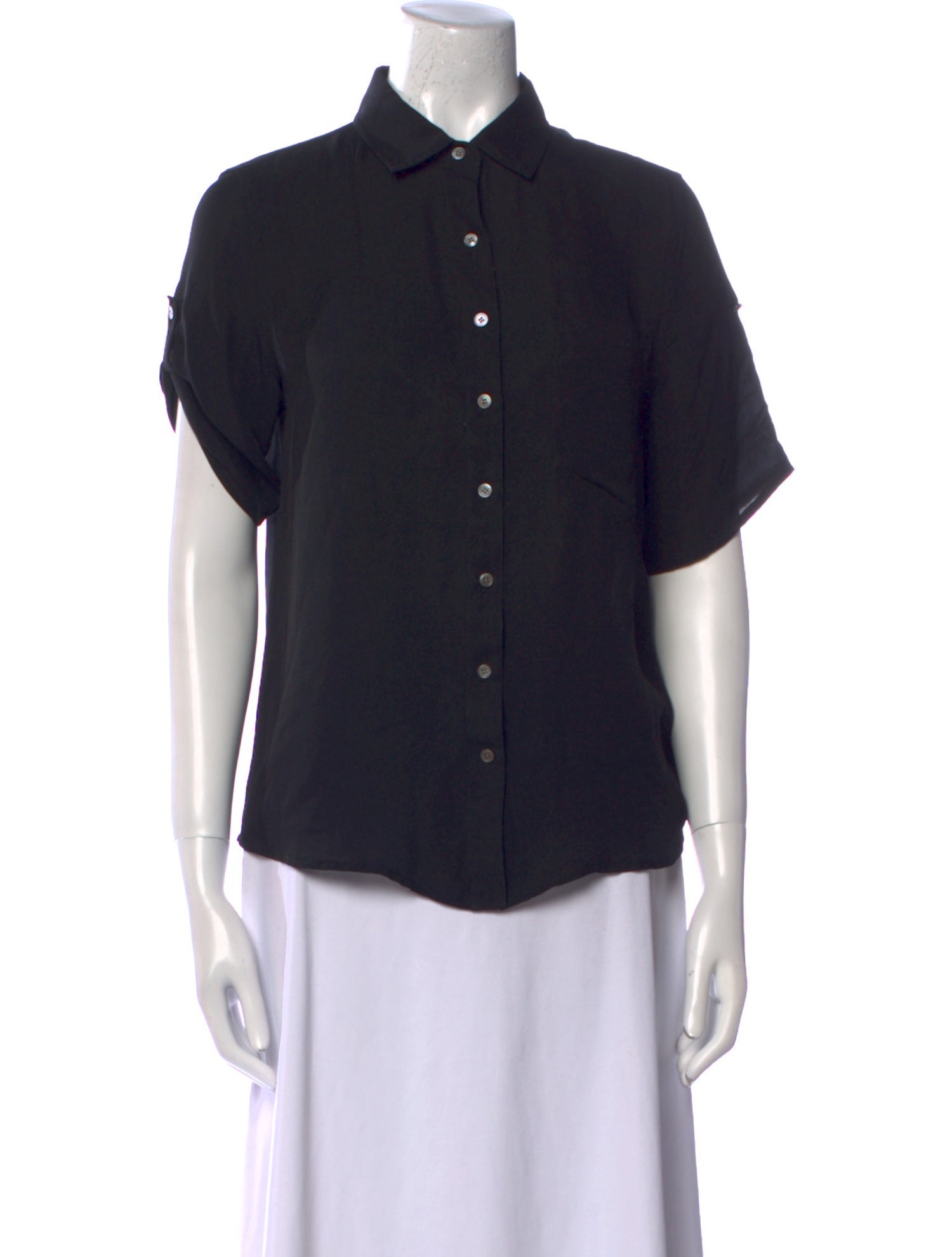 Marissa Webb Silk Short Sleeve Button-Up Top