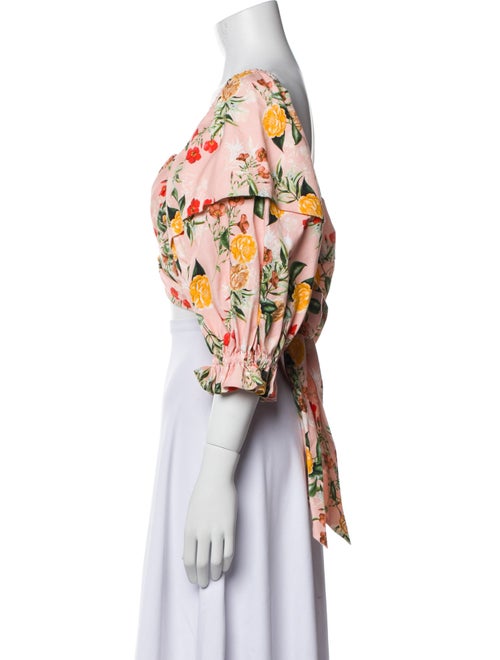 Marissa Webb Floral Print Square Neckline Crop Top