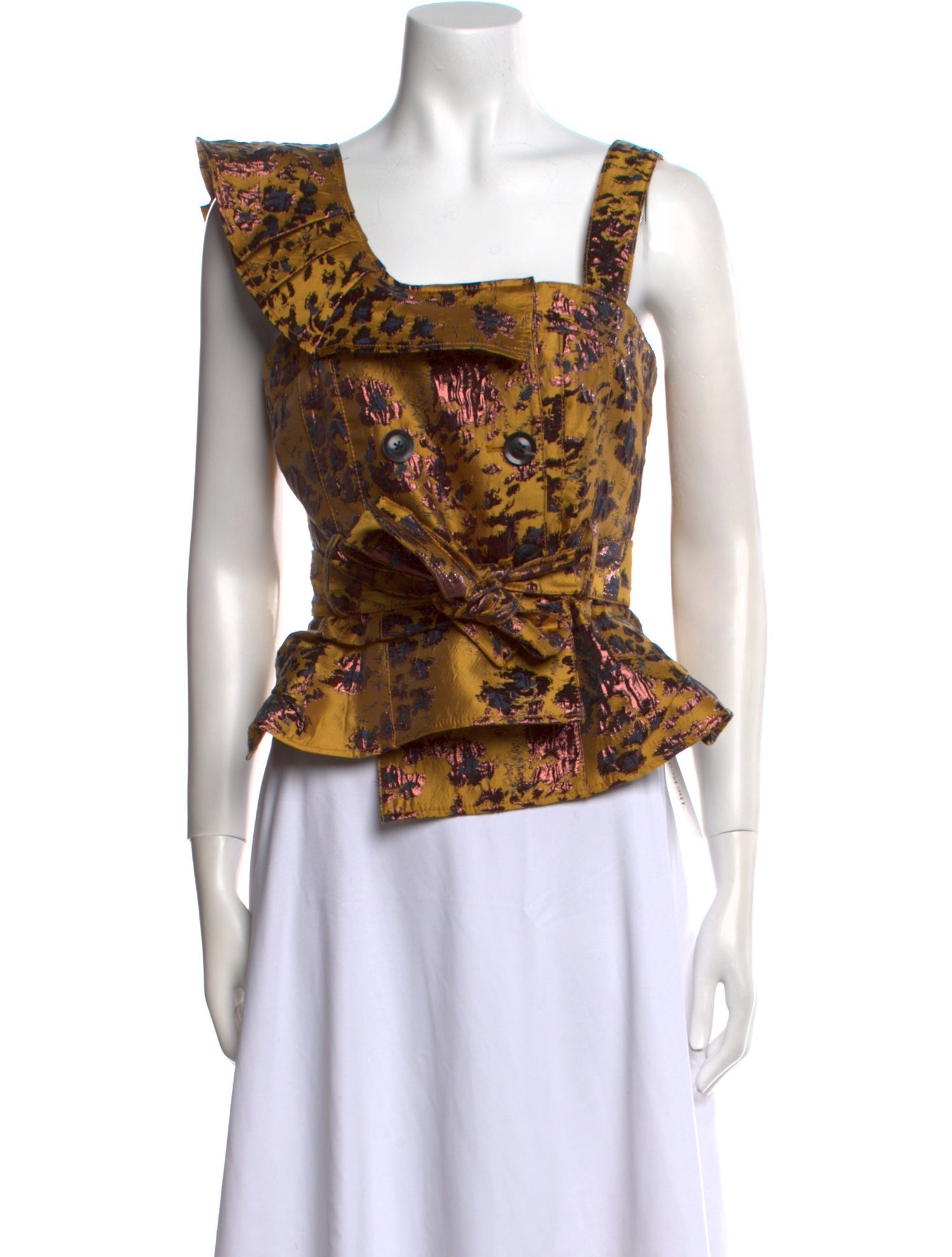 Marissa Webb Printed Square Neckline Crop Top