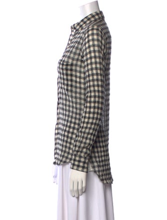 Marissa Webb Virgin Wool Plaid Print Button-Up Top