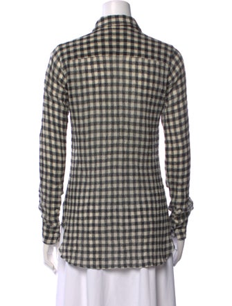 Marissa Webb Virgin Wool Plaid Print Button-Up Top