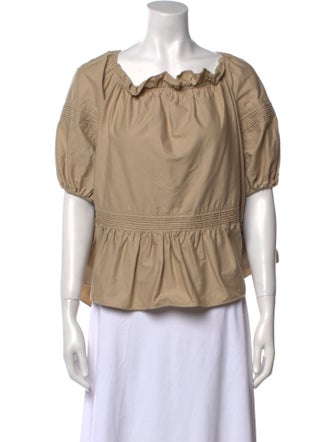 Marissa Webb Square Neckline Short Sleeve Blouse