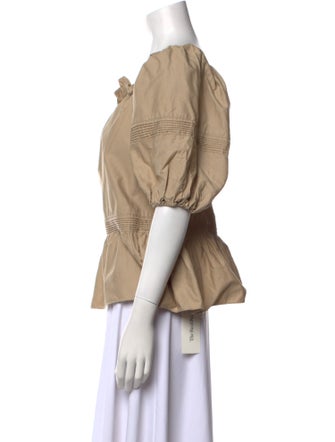 Marissa Webb Square Neckline Short Sleeve Blouse