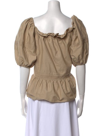 Marissa Webb Square Neckline Short Sleeve Blouse