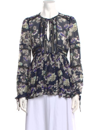 Marissa Webb Silk Floral Print Blouse
