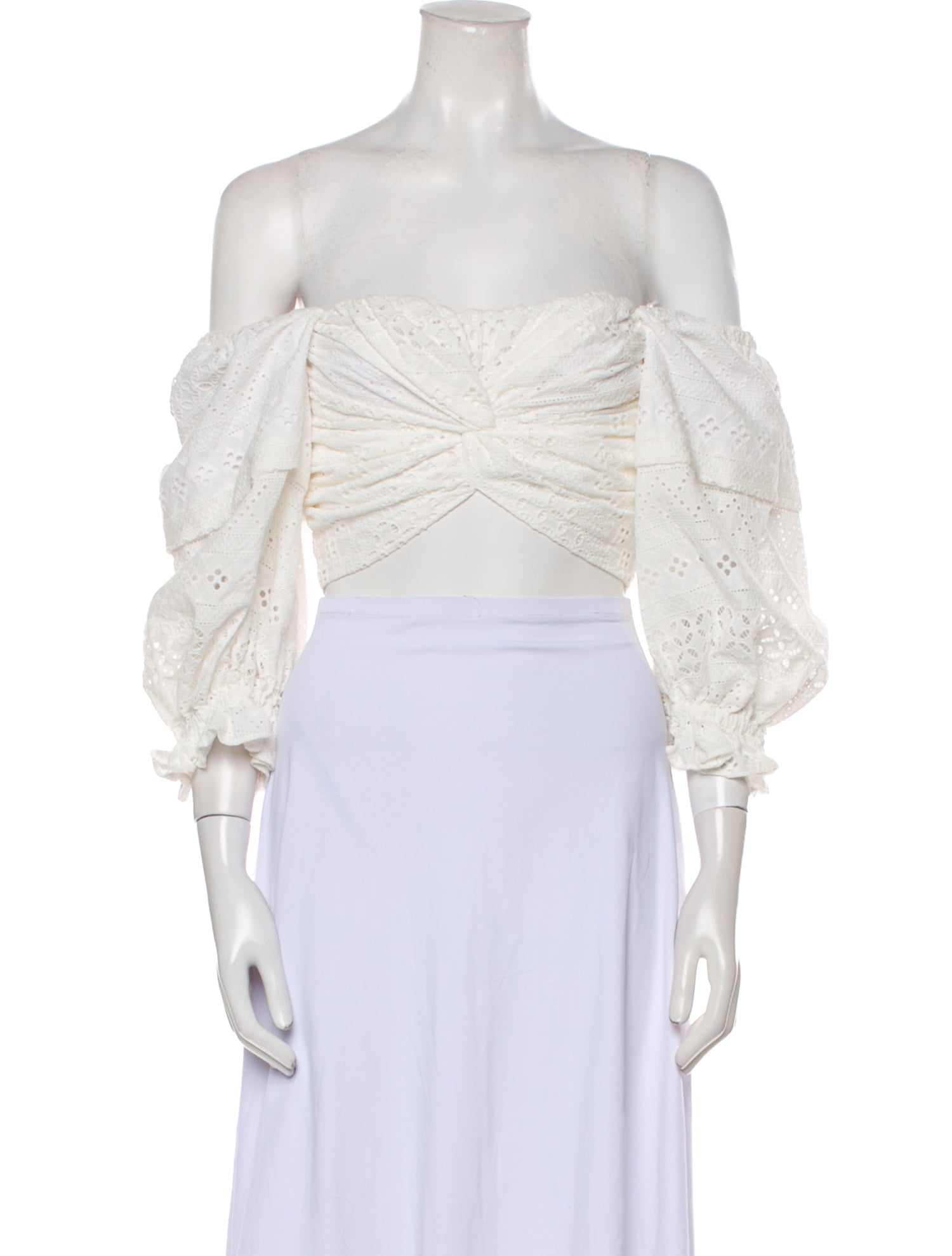 Marissa Webb Off-The-Shoulder Three-Quarter Sleeve Crop Top