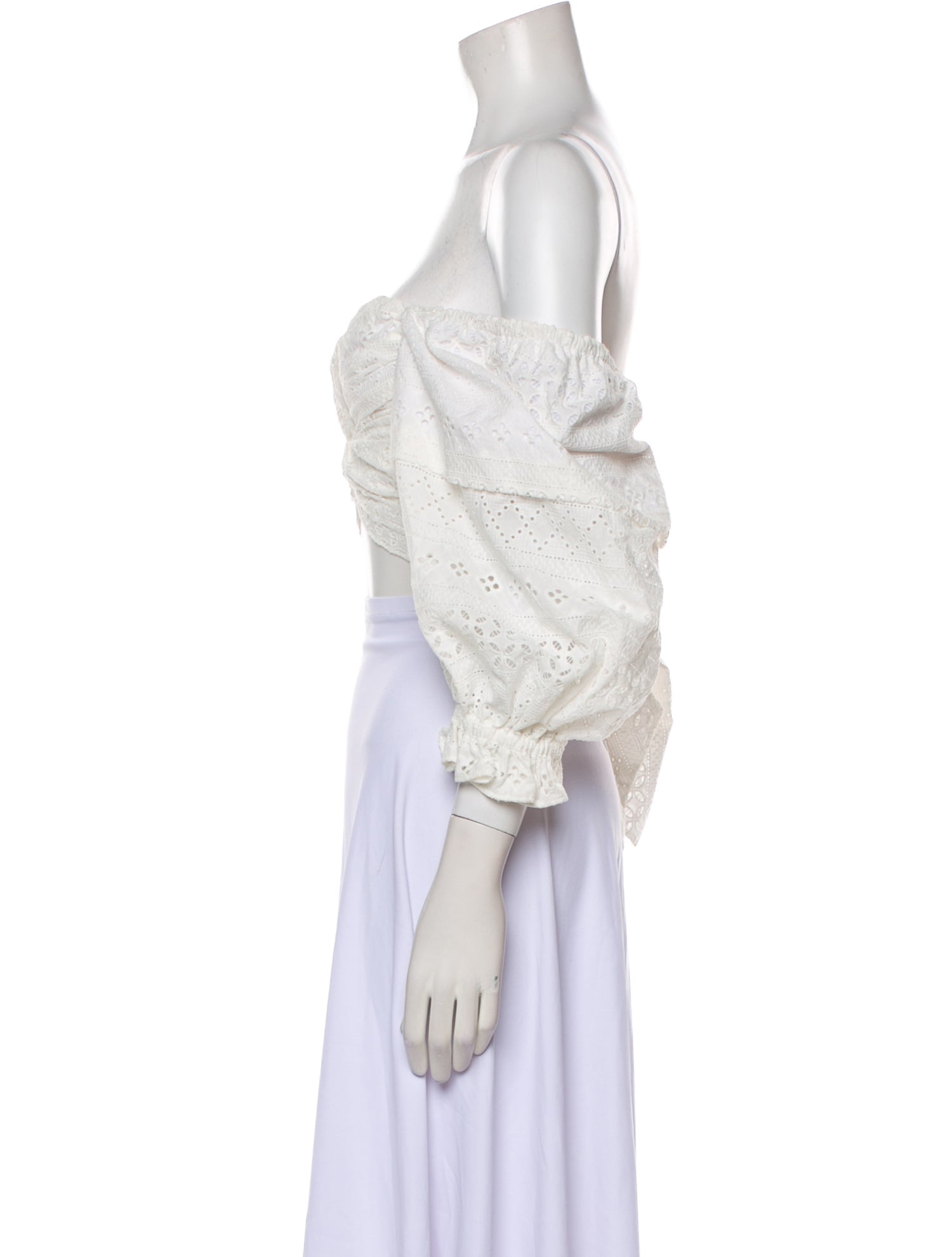 Marissa Webb Off-The-Shoulder Three-Quarter Sleeve Crop Top